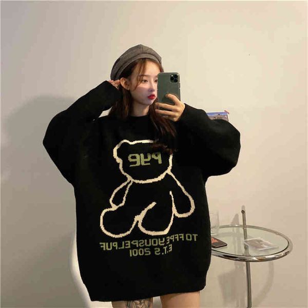 women's sweaters lazy loose cartoon letter womanly sweater mid-fall and winter college manga long knitted ljgt, White;black
women's sweaters lazy loose cartoon letter womanly sweater mid-fall and winter college manga long knitted ljgt, White;black