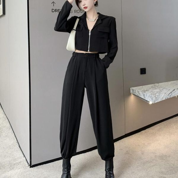 women's two piece pants women autumn casual set vintage office lady zipper blazers + streetwear short suits ensemble femme 2021, White
women's two piece pants women autumn casual set vintage office lady zipper blazers + streetwear short suits ensemble femme 2021, White