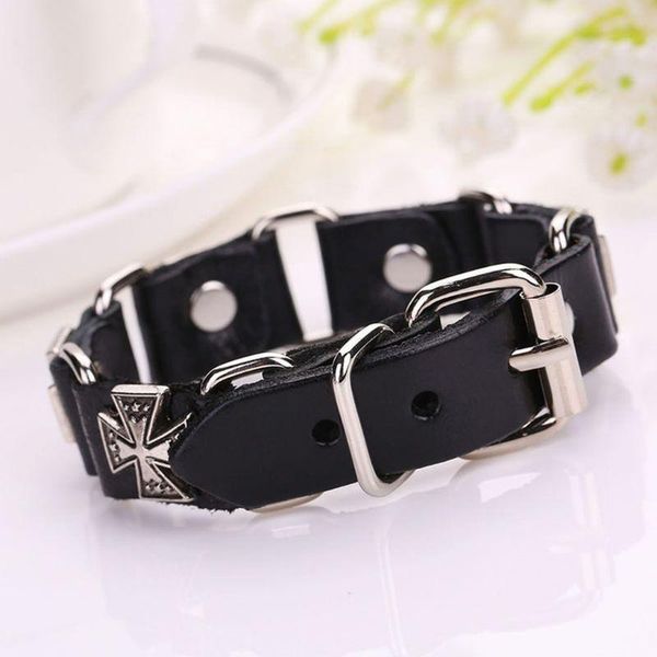 charm bracelets men's punk adjustable leather strap bracelet metal cross wristband, Golden;silver
charm bracelets men's punk adjustable leather strap bracelet metal cross wristband, Golden;silver