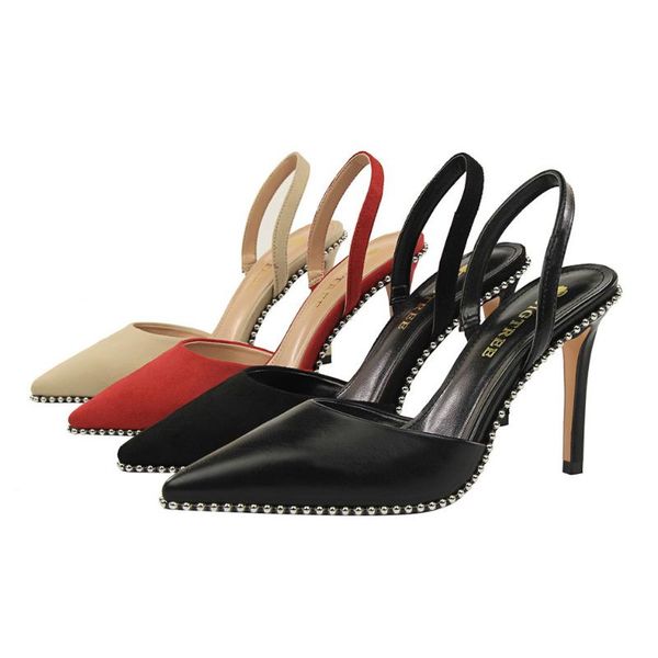 sandals euro-american women's with pointed toes high heels and suede shallow hollowed-out back tripping strap, Black
sandals euro-american women's with pointed toes high heels and suede shallow hollowed-out back tripping strap, Black