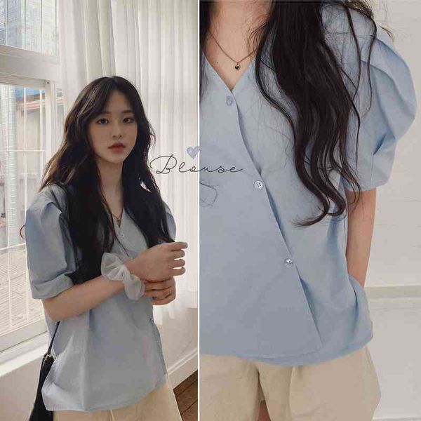 shirts & blouses summer clothing korean chic casual v neck blue short sleeve puff white blusas mujer de moda fashion 210429
shirts & blouses summer clothing korean chic casual v neck blue short sleeve puff white blusas mujer de moda fashion 210429