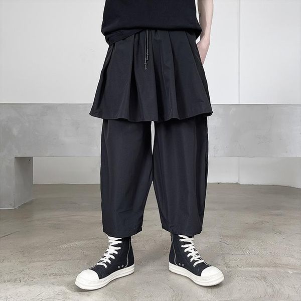 fold splice causal loose casual women pants wide leg harem male japan style streetwear gothic punk skirt trousers, Black
fold splice causal loose casual women pants wide leg harem male japan style streetwear gothic punk skirt trousers, Black
