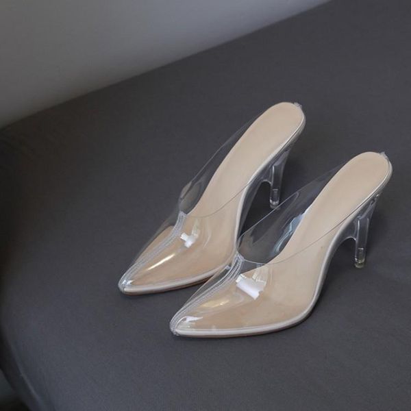 slippers pvc transparent wedge mules pointy high heel dress shoes women, Black
slippers pvc transparent wedge mules pointy high heel dress shoes women, Black