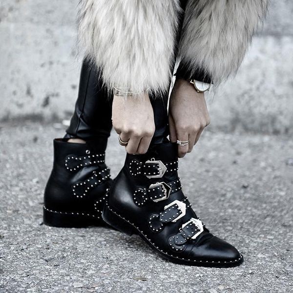 boots lovirs black real leather rivet women pointed toe metal belt buckle motorcycle woman fashion ankle punk booties
boots lovirs black real leather rivet women pointed toe metal belt buckle motorcycle woman fashion ankle punk booties