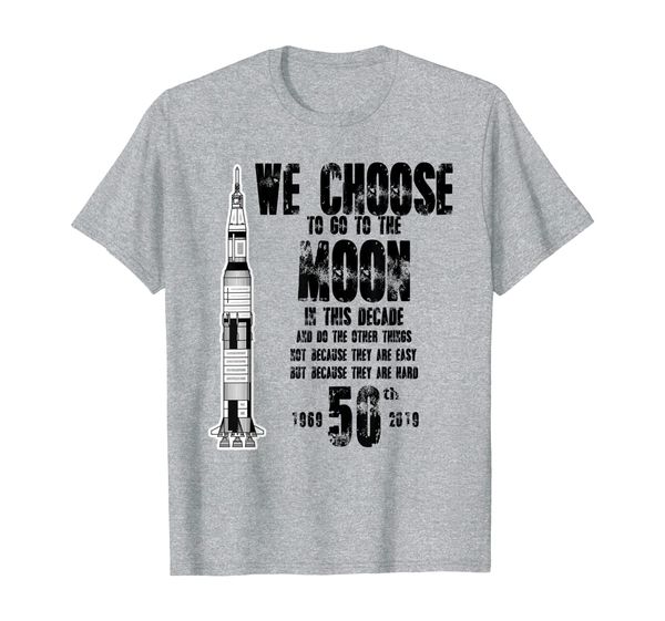 apollo 11 50th anniversary we choose to go to the moon t-shirt, White;black