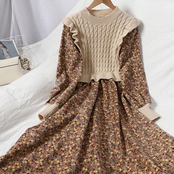 casual dresses women autumn winter o-neck long sleeve corduroy patchwork knitted floral print dress female high waist a-line vintage midi, Black;gray
casual dresses women autumn winter o-neck long sleeve corduroy patchwork knitted floral print dress female high waist a-line vintage midi, Black;gray