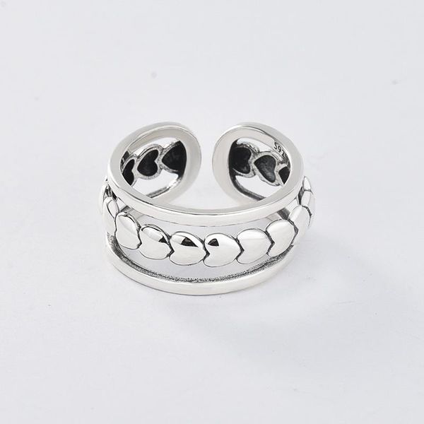 cluster rings s925 sterling silver open ring for women a row of hearts adjustable folding gold metal vintage jewelry, Golden;silver
cluster rings s925 sterling silver open ring for women a row of hearts adjustable folding gold metal vintage jewelry, Golden;silver