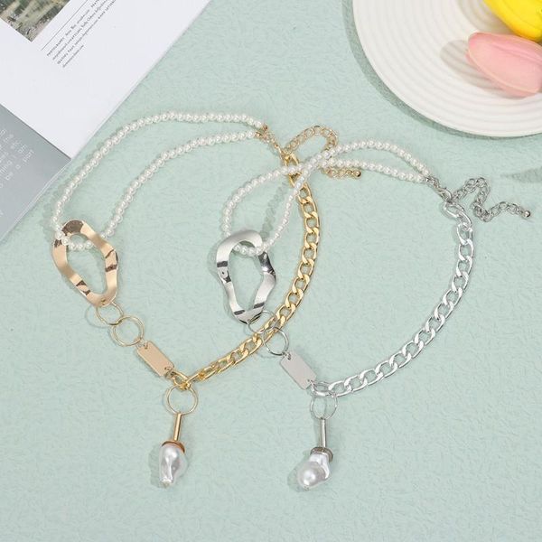 chains women simple party anniversary geometric temperament pearl necklace irregular metal, Silver
chains women simple party anniversary geometric temperament pearl necklace irregular metal, Silver