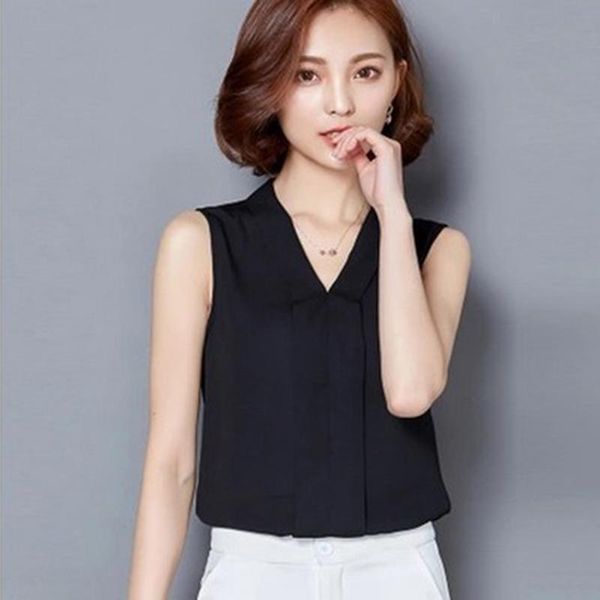 women's blouses & shirts 2021 summer women chiffon blouse shirt v-neck sleeveless ladies female office blusas plus size, White
women's blouses & shirts 2021 summer women chiffon blouse shirt v-neck sleeveless ladies female office blusas plus size, White