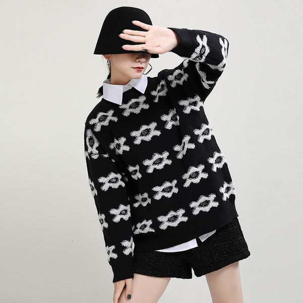 sweaters black msxu autumn winter loose and lazy wind out using all mid-game women's sweater lengths, White;black
sweaters black msxu autumn winter loose and lazy wind out using all mid-game women's sweater lengths, White;black