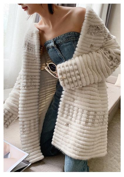 women's fur & faux hdhohr 2021 knitted mink coats fashion natural jackets sequin decoration winter female parkers, Black
women's fur & faux hdhohr 2021 knitted mink coats fashion natural jackets sequin decoration winter female parkers, Black
