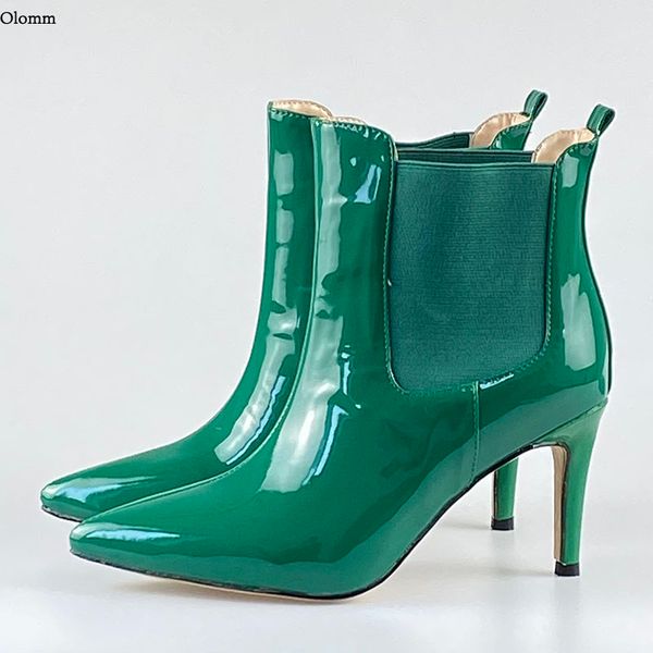 rontic customize color 2021 women winter ankle boots 8cm thin heels pointed toe green concise shoes women plus us size 5-15, Black
rontic customize color 2021 women winter ankle boots 8cm thin heels pointed toe green concise shoes women plus us size 5-15, Black