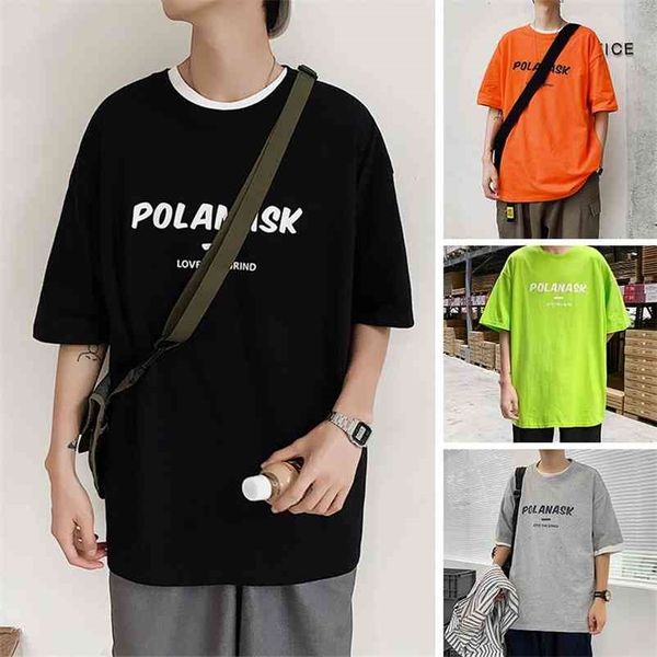 summer chic men's loose casual o-neck t-shirt korean style half sleeve letter printed t-shirts oversize big size cotton tee 210409, White;black
summer chic men's loose casual o-neck t-shirt korean style half sleeve letter printed t-shirts oversize big size cotton tee 210409, White;black