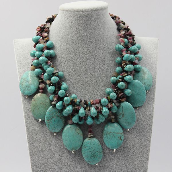 guaiguai jewelry 4 strands multi color tourmaline green turquoise fringe necklace handmade for women, Silver
guaiguai jewelry 4 strands multi color tourmaline green turquoise fringe necklace handmade for women, Silver