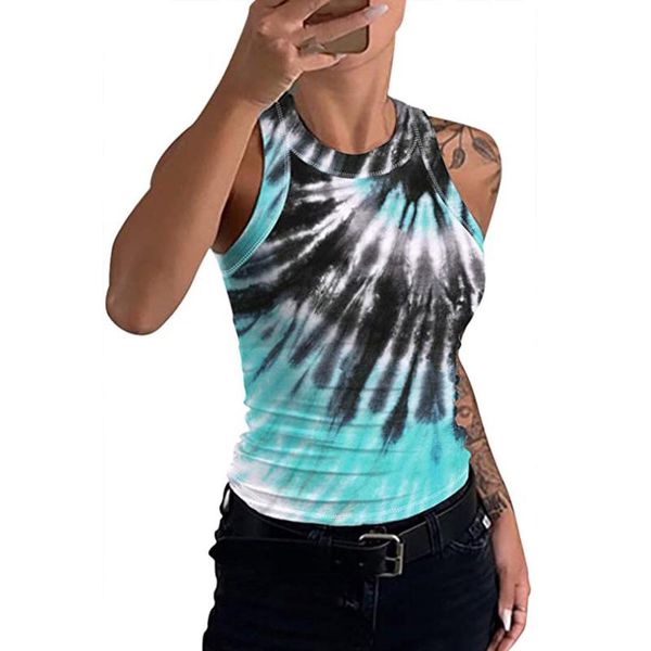 women summer t shirt female women's clothing o-neck tie-dye tight sleeveless leopard t-shirt vest haut femme, White
women summer t shirt female women's clothing o-neck tie-dye tight sleeveless leopard t-shirt vest haut femme, White