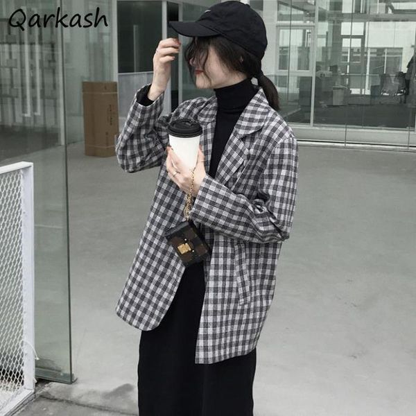 women's suits & blazers women loose stylish spring casual harajuku notched office ladies chic plaid all-match retro thin outerwear ins, White;black
women's suits & blazers women loose stylish spring casual harajuku notched office ladies chic plaid all-match retro thin outerwear ins, White;black