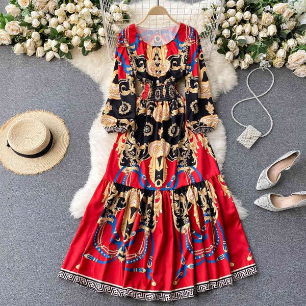 vintage print spring summer women's dress o neck high waist long sleeve chic ruffle seaside casual ladies 210520, Black;gray
vintage print spring summer women's dress o neck high waist long sleeve chic ruffle seaside casual ladies 210520, Black;gray
