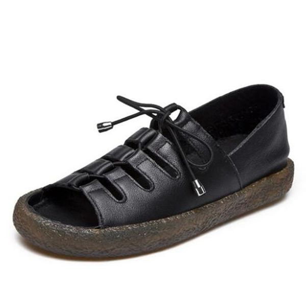 cross straps roman wind summer sandals women shoes fish mouth casual bohemian retro style real leather, Black
cross straps roman wind summer sandals women shoes fish mouth casual bohemian retro style real leather, Black