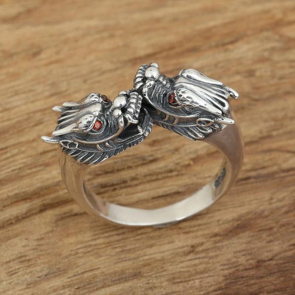 real pure 925 sterling silver man rings double dragon heads retro punk rock opening adjustable fine jewelry anelli uomo cluster, Golden;silver
real pure 925 sterling silver man rings double dragon heads retro punk rock opening adjustable fine jewelry anelli uomo cluster, Golden;silver