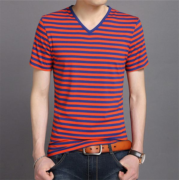 casual colorful male tees striped designer tshirts summer v neck short sleeve slim mens, White;black
casual colorful male tees striped designer tshirts summer v neck short sleeve slim mens, White;black