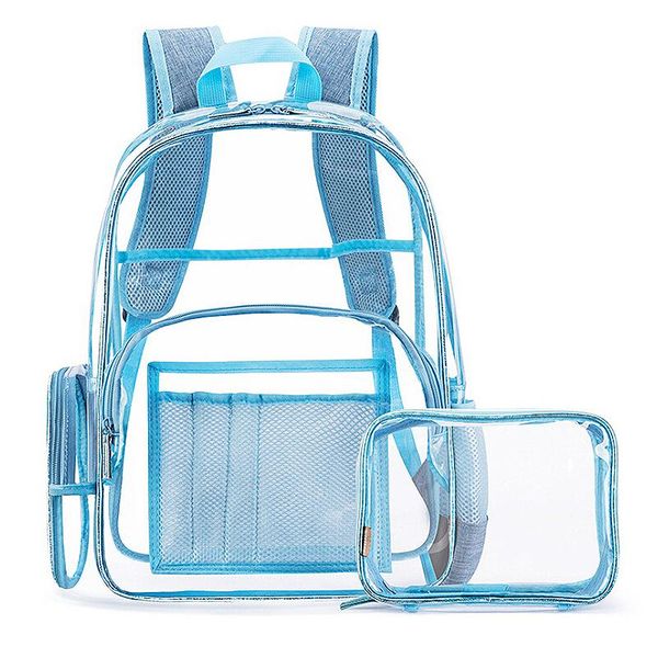 duffel bags women men travel pvc bag 2 in 1 clear backpack school book see through student 42*31*15cm