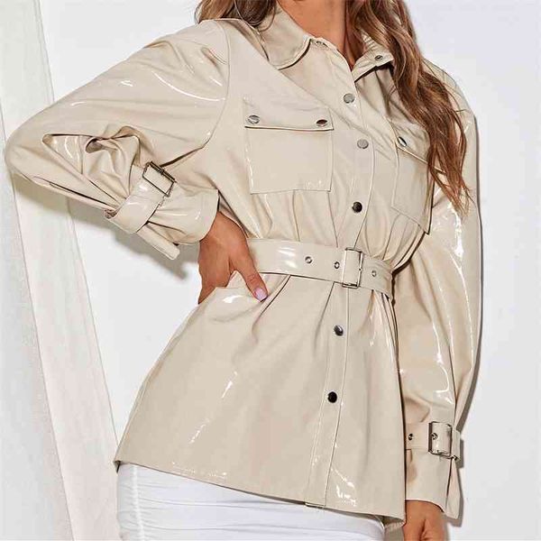 autumn women's lapel pu windbreaker leather jacket belt imitation coat long sleeve, Black
autumn women's lapel pu windbreaker leather jacket belt imitation coat long sleeve, Black