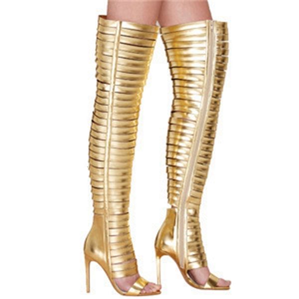 sandal women's gold-style shoes high help fresh boots, Black