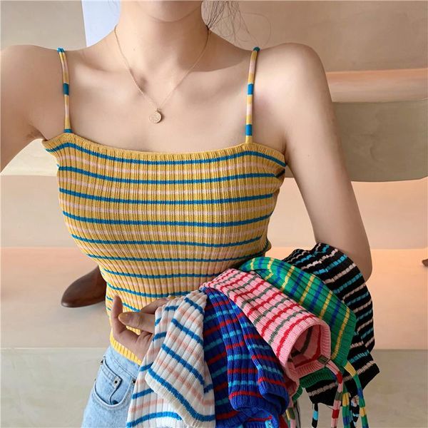 women's tanks & camis summer women knitting striped tank crop girls knitted knitwear camisole sleeveless tee shirts with spaghetti str, White
women's tanks & camis summer women knitting striped tank crop girls knitted knitwear camisole sleeveless tee shirts with spaghetti str, White