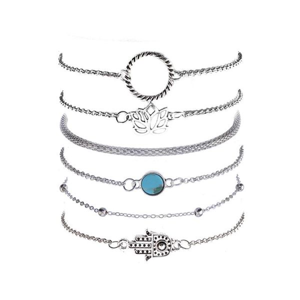 link, chain 6 pcs/set vintage bohemian hollow flowers lotus gem bracelet women beaded bracelets boho jewelry accessories, Black
link, chain 6 pcs/set vintage bohemian hollow flowers lotus gem bracelet women beaded bracelets boho jewelry accessories, Black