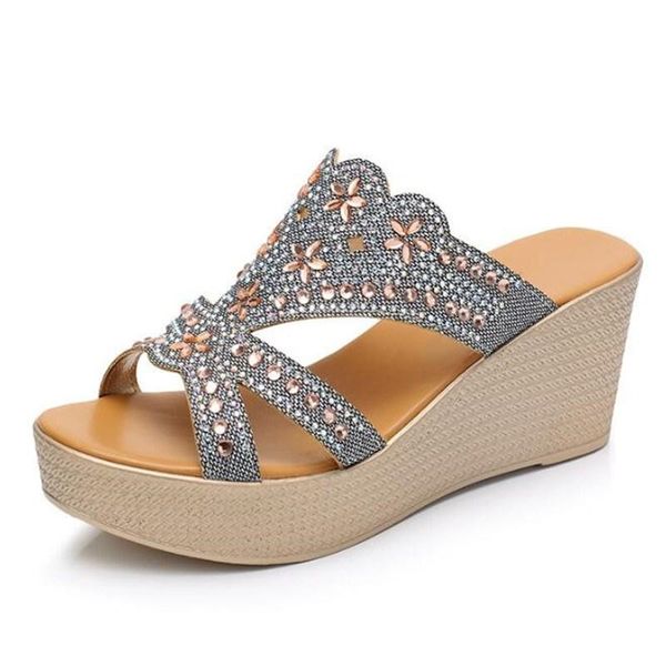 summer women sandals wear platform wedges slippers rhinestone woman fashion shoes size 33-43, Black
summer women sandals wear platform wedges slippers rhinestone woman fashion shoes size 33-43, Black
