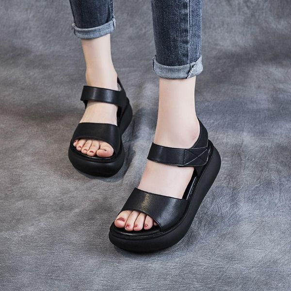 sandals true soft leather platform female summer joker wedge heel simple retro sponge cake gladiator, Black
sandals true soft leather platform female summer joker wedge heel simple retro sponge cake gladiator, Black