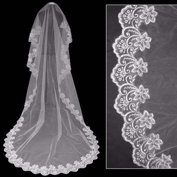 bridal veils one tier lace applique edge cathedral length wedding white ivory long accessories veu de noiva, Black
bridal veils one tier lace applique edge cathedral length wedding white ivory long accessories veu de noiva, Black