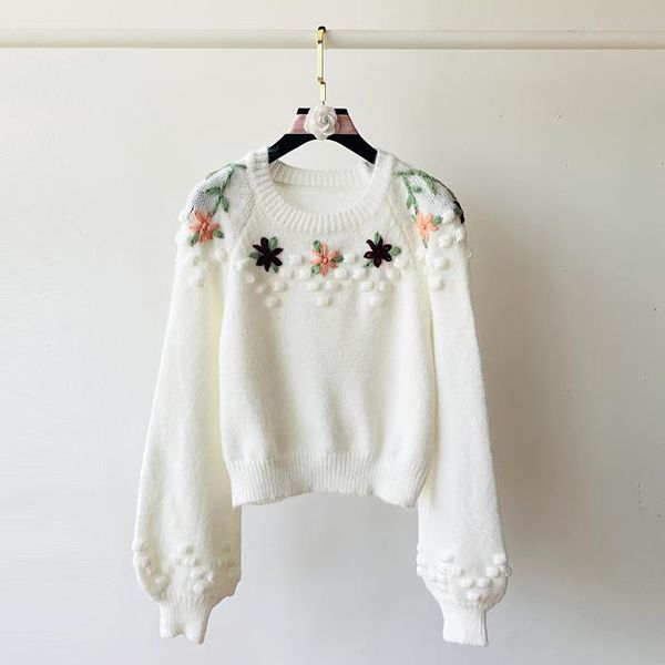 women's sweaters small and pure fresh wind handmade three-dimensional hook female flower long sleeves loose knitting sweater, White;black
women's sweaters small and pure fresh wind handmade three-dimensional hook female flower long sleeves loose knitting sweater, White;black