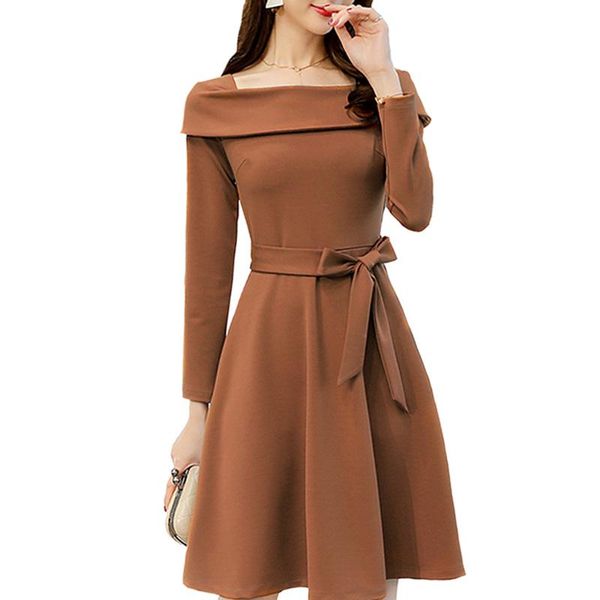 casual dresses spring and summer fashion large size dress women loose long sleeve solid bow slash neck mini, Black;gray
casual dresses spring and summer fashion large size dress women loose long sleeve solid bow slash neck mini, Black;gray