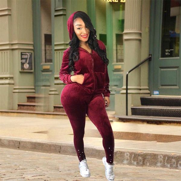 women's two piece pants autumn winter outfits velvet set women sweatsuit pearl hoodie +pant sweat suit matching velour tracksuit, White
women's two piece pants autumn winter outfits velvet set women sweatsuit pearl hoodie +pant sweat suit matching velour tracksuit, White