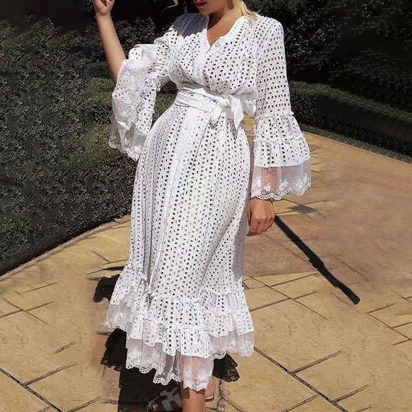 casual dresses fashion women lace mermaid party dress flare long sleeves v neck ruffles elegant club real picture 2021, Black;gray
casual dresses fashion women lace mermaid party dress flare long sleeves v neck ruffles elegant club real picture 2021, Black;gray