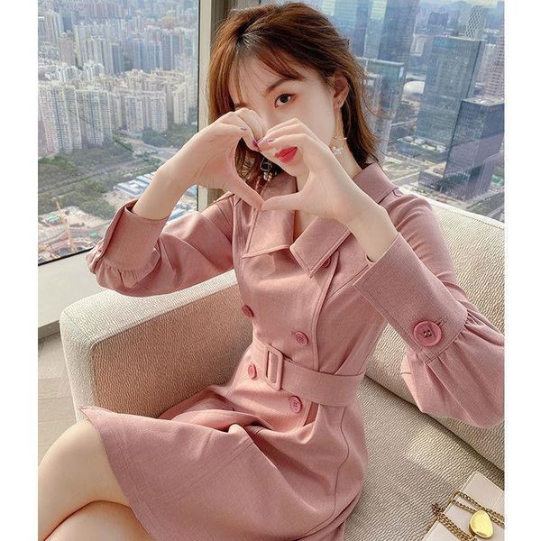 women's trench coats pink dress autumn 2021 collar double breasted lantern sleeves retro waist skirt fashion, Tan;black
women's trench coats pink dress autumn 2021 collar double breasted lantern sleeves retro waist skirt fashion, Tan;black
