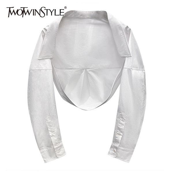 white short minimalist shirts for women lapel long sleeve irregular hem casual slim blouses female summer 210524, Black;white
white short minimalist shirts for women lapel long sleeve irregular hem casual slim blouses female summer 210524, Black;white