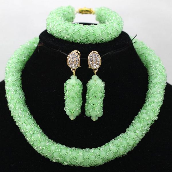 earrings & necklace handmade green african wedding engagement jewelry set women crystal choker for nigerian party qw491, Silver
earrings & necklace handmade green african wedding engagement jewelry set women crystal choker for nigerian party qw491, Silver
