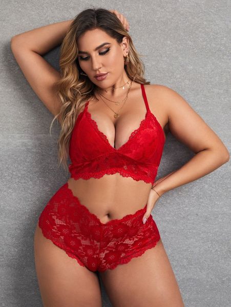 plus floral lace lingerie set c4qa#, Black;white