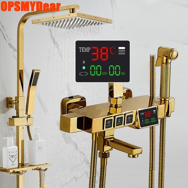 digital shower set bathroom smart thermostatic gold system wall mount square head bath faucet spa rainfall cold grifo sets
digital shower set bathroom smart thermostatic gold system wall mount square head bath faucet spa rainfall cold grifo sets