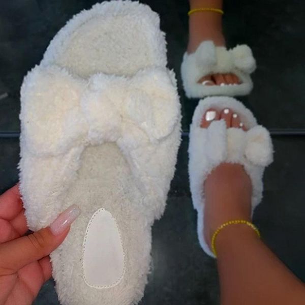 women short plush slippers home bow fluffy slides winter fur flat casual female shoes sapatos das mulheres, Black
women short plush slippers home bow fluffy slides winter fur flat casual female shoes sapatos das mulheres, Black