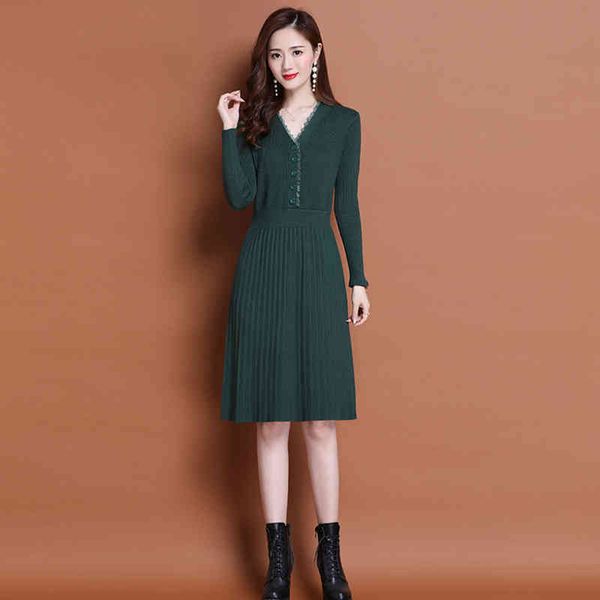 casual dresses lace patchwork v-neck slim waist stretch knitted dress women button decorations knee-length lady long sleeve knitwe, Black;gray
casual dresses lace patchwork v-neck slim waist stretch knitted dress women button decorations knee-length lady long sleeve knitwe, Black;gray