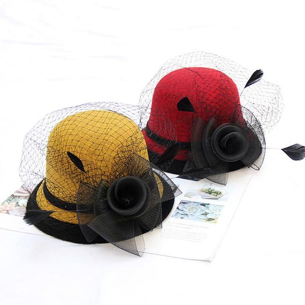 ladies autumn winter woolen hat feather mesh hats flower retro sun elegant all-match fashion cap stingy brim, Blue;gray
ladies autumn winter woolen hat feather mesh hats flower retro sun elegant all-match fashion cap stingy brim, Blue;gray