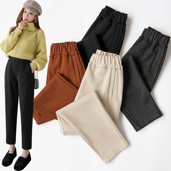 women's pants & capris 2021 winter thicken women pencil wool female ol style autumn high waist loose trousers, Black;white
women's pants & capris 2021 winter thicken women pencil wool female ol style autumn high waist loose trousers, Black;white