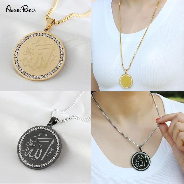 pendant necklaces muslim crystal stainless steel round necklace for women simple clavicle chain light luxury jewelry gifts girls, Silver
pendant necklaces muslim crystal stainless steel round necklace for women simple clavicle chain light luxury jewelry gifts girls, Silver