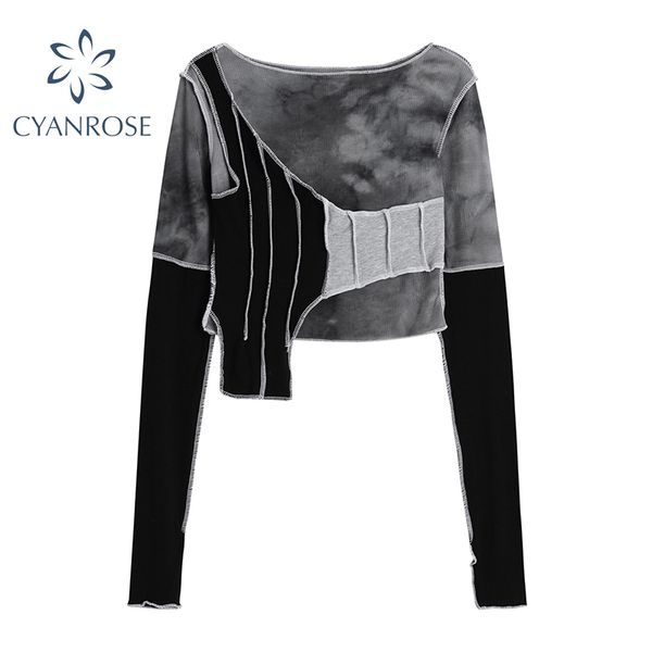 irregular patchwork crop bodycon t shirt women long sleeve streetwear chic tees o neck ins ulzzang casual loose tide 210417, White
irregular patchwork crop bodycon t shirt women long sleeve streetwear chic tees o neck ins ulzzang casual loose tide 210417, White