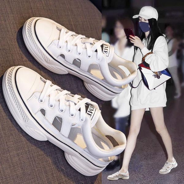 sandals little white female 2021 summer baotou leather roman sports casual shoes thick-soled hollow, Black
sandals little white female 2021 summer baotou leather roman sports casual shoes thick-soled hollow, Black