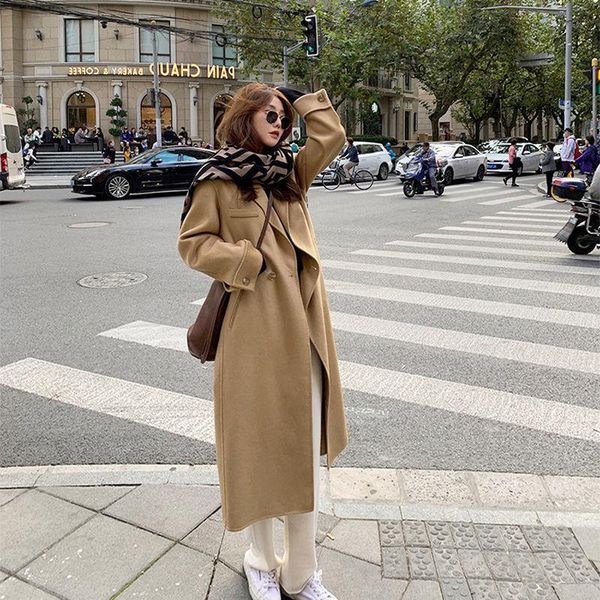 women's wool & blends in long cloth coat female ins autumn/winter 2021 thickening woolen little brim student han edition, Black
women's wool & blends in long cloth coat female ins autumn/winter 2021 thickening woolen little brim student han edition, Black