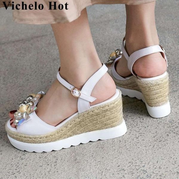 vichelo original design natural leather buckle strap peep toe straw crystals decoration women sandals high heels shoes l18, Black
vichelo original design natural leather buckle strap peep toe straw crystals decoration women sandals high heels shoes l18, Black